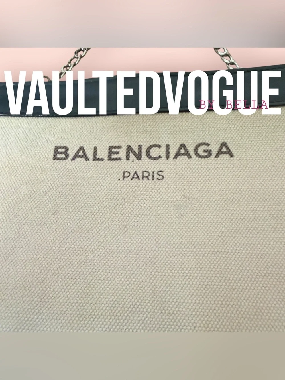 Balenciaga Black Trim Cream Canvas w/ Unbranded Chain Crossbody Bag